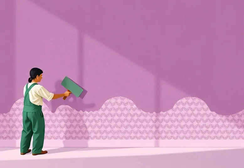 Application d'un enduit décoratif à la lisseuse sur un mur