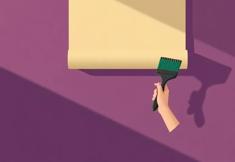 Pose de papier peint, rouleau et brosse à maroufler